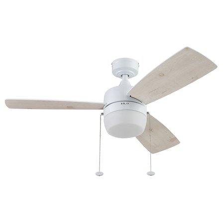 HONEYWELL CEILING FANS Barcadero, 44 in. Ceiling Fan with Light, Bright White 51475-40